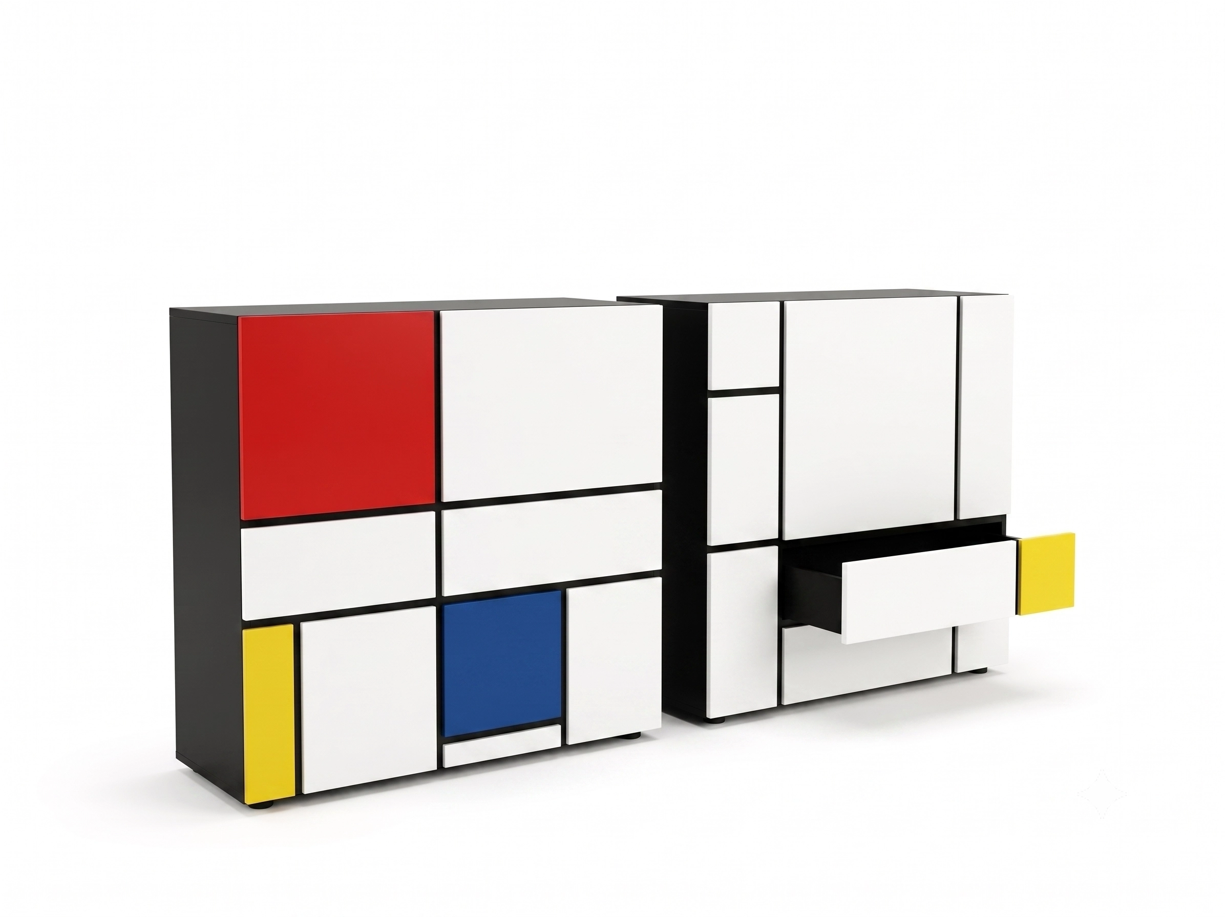 Bahut Mondrian — design contemporain, bois massif — Collection Eterna | Meuble Le Dix-Neuvième